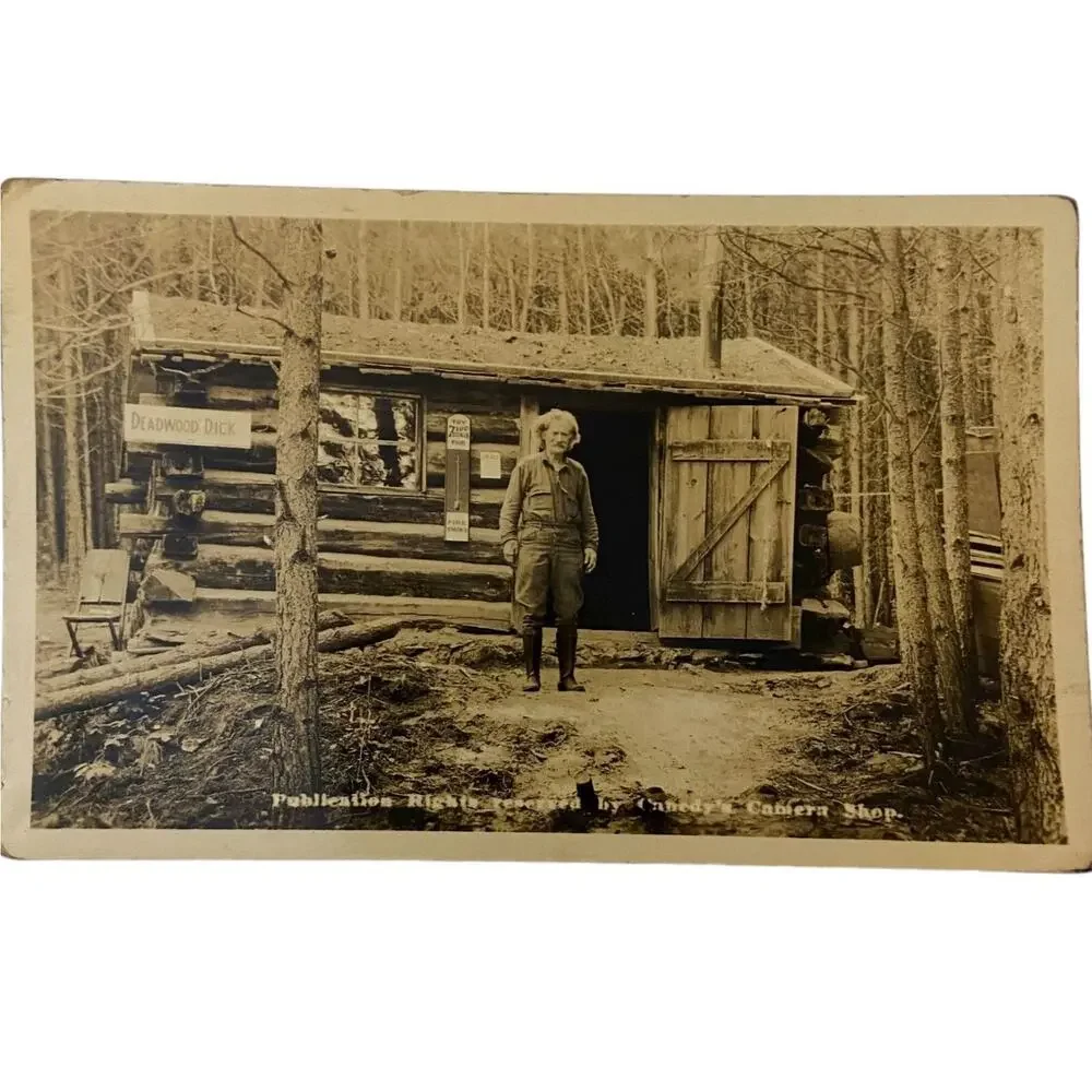Deadwood Dick Zipp Shoe Company for Fine Shoes RPPC Postcard Cabin For Sale